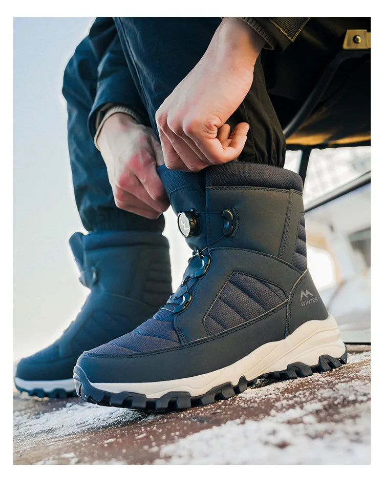 Men's Snow Boots with Thick Fleece Women Ankle Boots Waterproof and Anti Slip Winter Fashion Travel Big Cotton Shoes Size 36-46