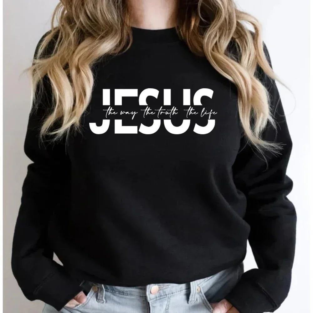 Jesus The Way The Truth The Life Sweatshirt Christian Hoodie Jesus Gift Religious Pullovers Women Sweatshirts Christian Gifts - KIMLUD