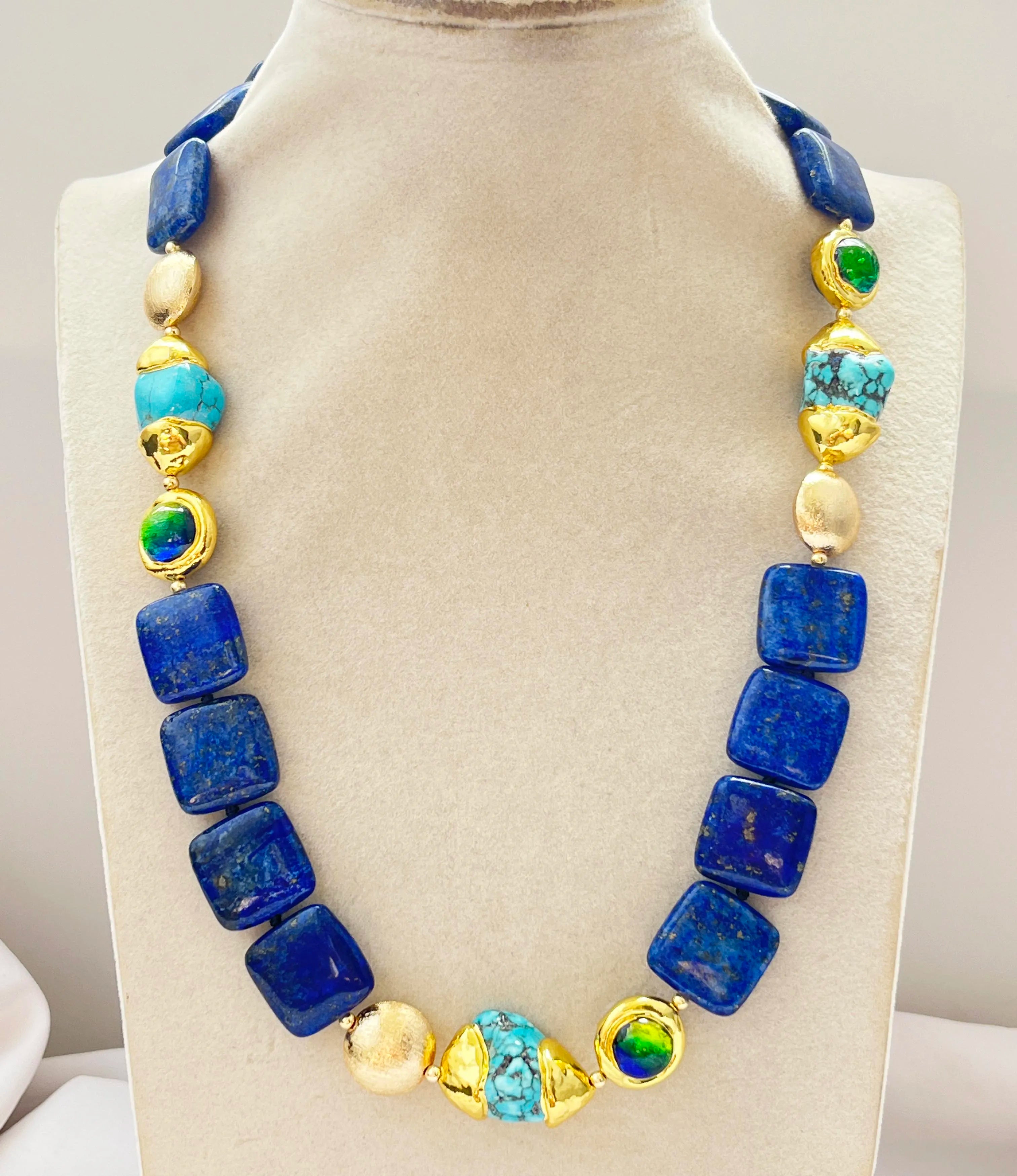 Z13269 Baroque Turquoise Lapis Lazuli Necklace Earring - KIMLUD