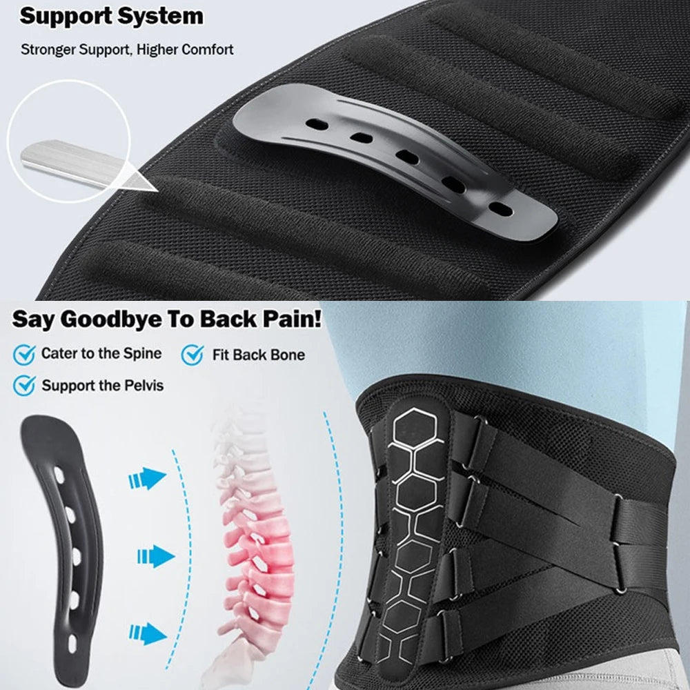 Lower Back Brace for Pain Relief,Back Support Belt, Flexible Lumbar Support Waist Belt for Lifting At Work,Scoliosis Pain Relief - KIMLUD