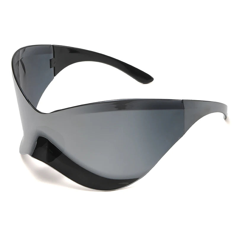 New Oversized Y2K Punk Rimless Sunglasses Women Men Brand Designer Hip Hop Sport One Piece Sun Glasses Shades Goggles