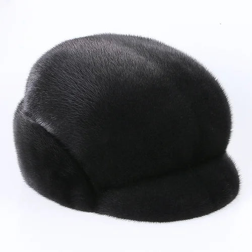 2024 Winter Unisex Top Real Mink Fur Bomber Hat Male Genuine Marten Head Warm Black/Brown Caps Best Gift For parent Gorras - KIMLUD