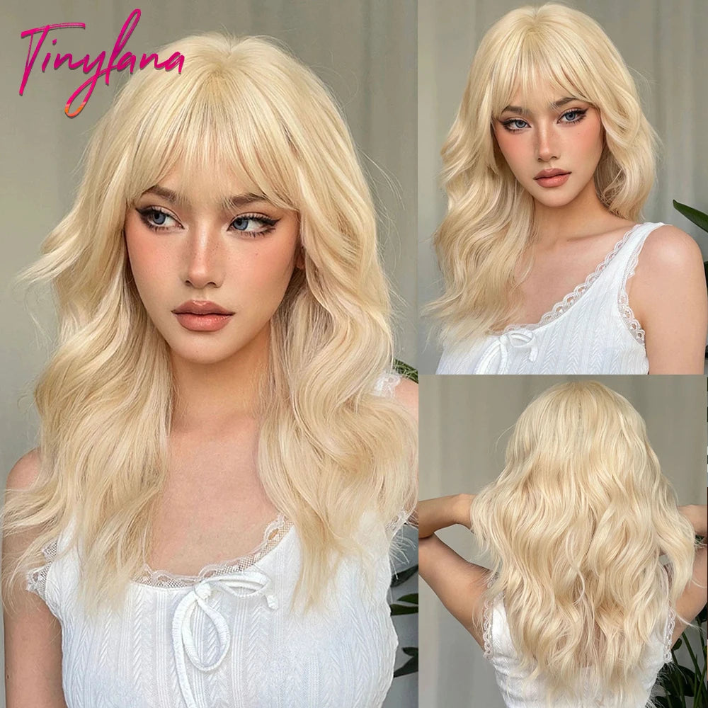 Cosplay Ginger Orange Long Curly Synthetic Wigs with Bangs Deep Wave Lolita Hair for Women Halloween Party Daily Heat Resistant