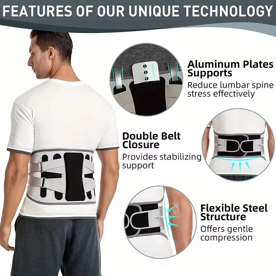 Back Brace Support Belt For Lower Back Pain Relief Adjustable Men Women Waist Lumbar Support Sciatica Scoliosis Herniated Disc - KIMLUD