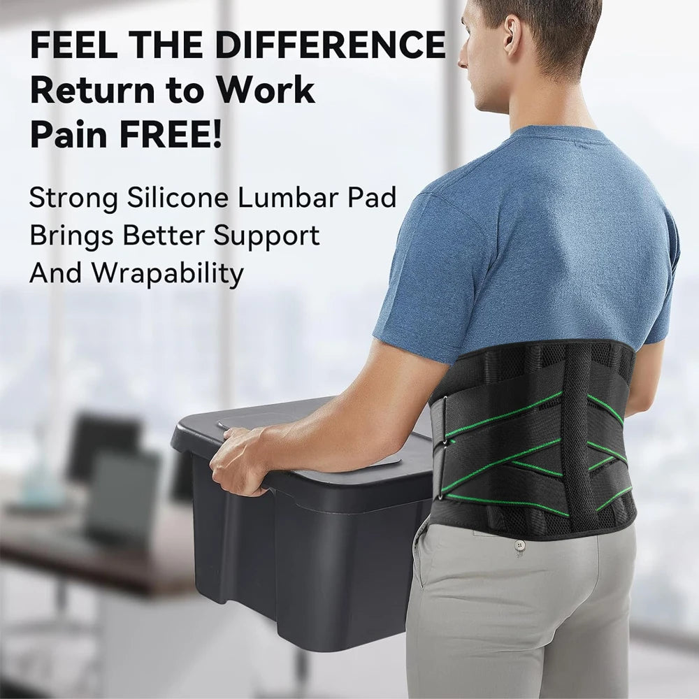 Breathable Lower Back Support Belt Pain Relief with 7 Stays for Heavy Lifting Herniated Disc, Sciatica, Scoliosis, Men and Women - KIMLUD