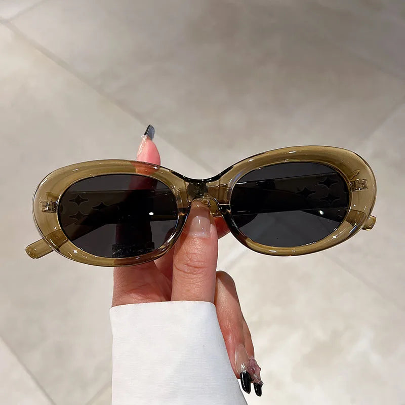 KAMMPT Vintage Oval Sunglasses Women Fashion Ins New Trendy Candy Color Shades Eyewear Luxury Brand Deisgn UV400 Sun Glasses