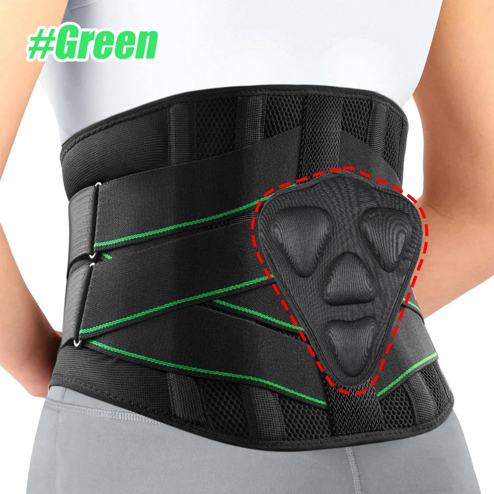 KIMLUD, 1Pcs Back Brace for Lower Back Pain Relief, Lower Back Pain with 6 Stays, Herniated Disc, with Lumbar Support Pad for Men/Women, 2-Green / 3XL Waist 135-155cm, KIMLUD APPAREL - Womens Clothes