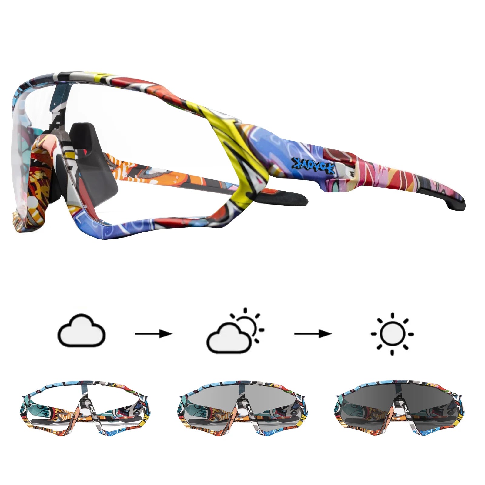 Kapvoe Photochromic Cycling Sunglasses Men Women Road Mtb Mountain Bike Bicycle Glasses Cycling Glasses Sport running Eyewear