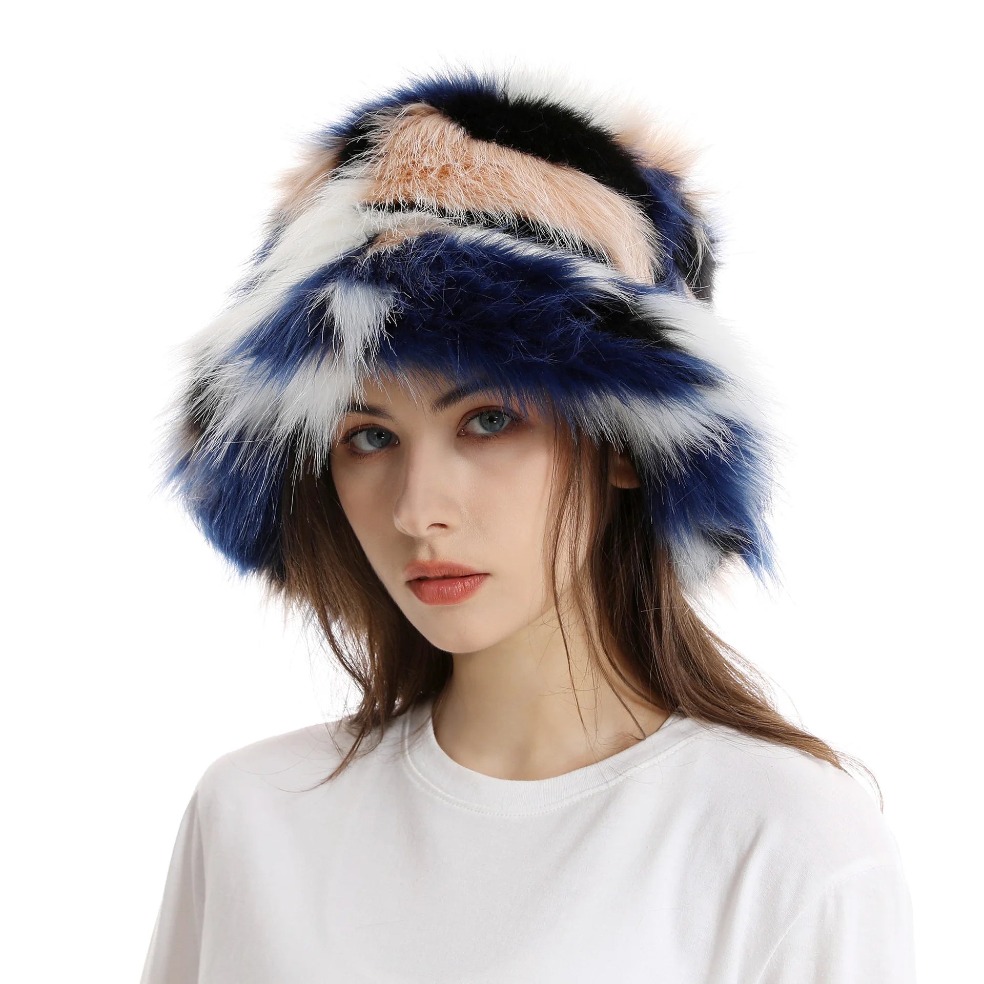 Red plush Bucket hat women's elegant autumn and winter fur bamboo hat Korean version advanced thermal cap cap 2023 large size