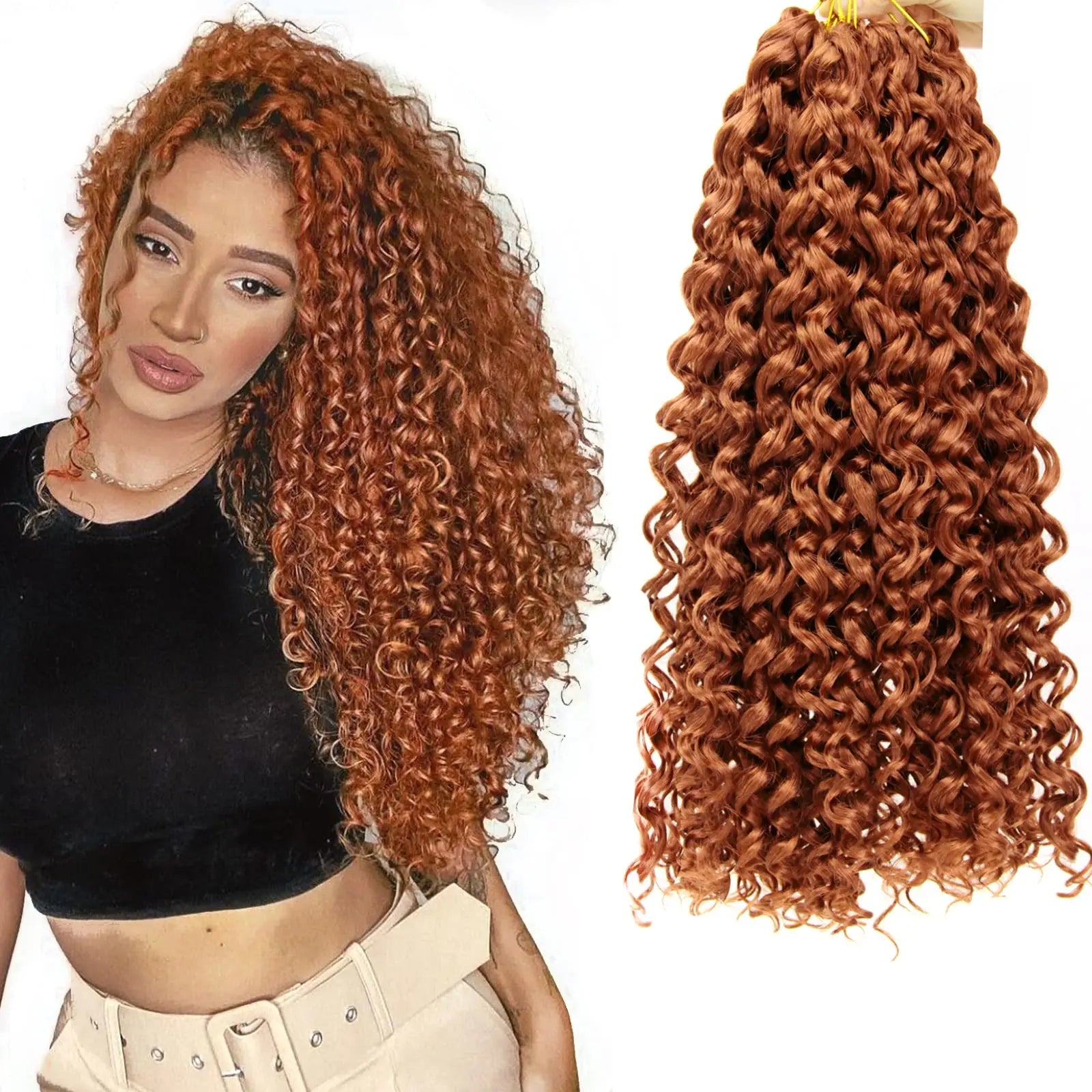 Crochet hair GoGo Curl for Black Women Short Beach Curl Bohemian Crochet Braids Natural Black Deep Wave Braiding hair Extensions