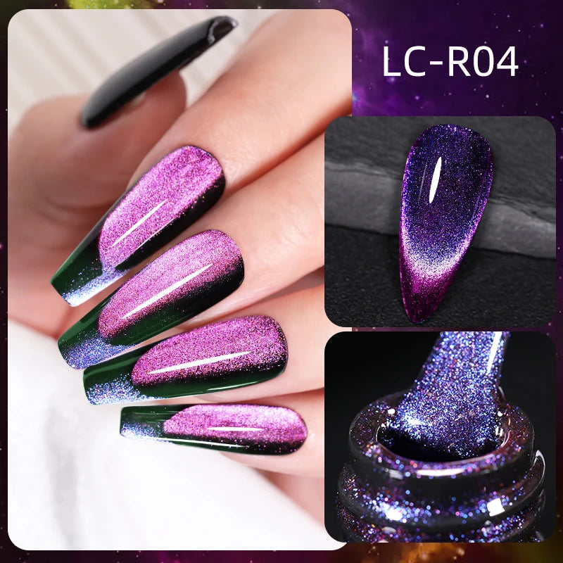 KIMLUD, LILYCUTE 7ML Sparkling Glitter Rainbow Cat Magnetic Gel Nail Polish 9D Colorful  Semi Permanent Soak Off Nail Art UV Gel Varnish, LC-R04, KIMLUD APPAREL - Womens Clothes