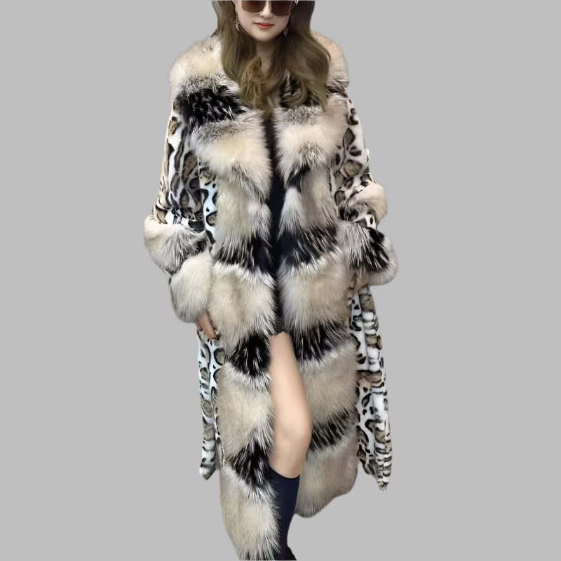 Faux Fur Coat for Women,England Style Jacket,Turn-bown Collar,Thick Warm Female Clothes,High Quality,Autumn and Winter,2024