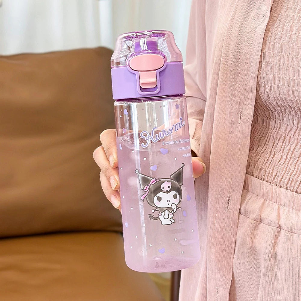 KIMLUD, MINISO 550ML Bottle Water Sanrio Anime My Melody Portable Drinking Cup With Kuromi Outdoor Sports Fitness Travel Water Bottle, Kuromi, KIMLUD APPAREL - Womens Clothes