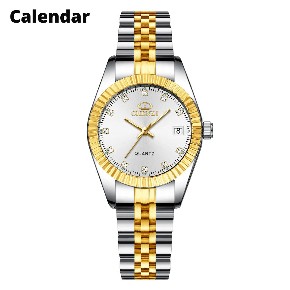 CHENXI Women Quartz Watch Golden & Silver Classic Female Elegant Clock Watches Luxury Gift Ladies Waterproof Wristwatch