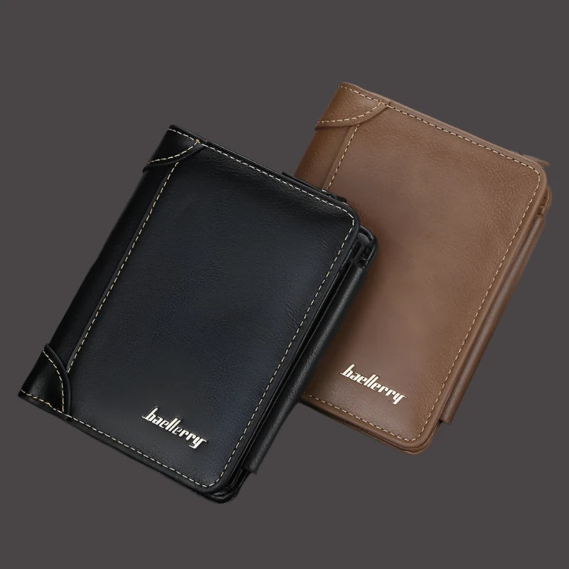 New PU Leather Men Wallets High Quality Zipper Short Desigh Card Holder Male Purse Vintage Coin Holder Men Wallets - KIMLUD