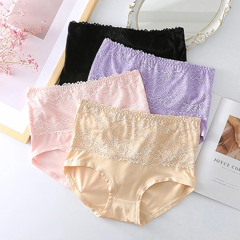 3PCS Luxury Woman Lingerie High Waist Seamless Panties Plus Size Briefs Sexy Underware Underwear Women Lace Panties Female M-6XL