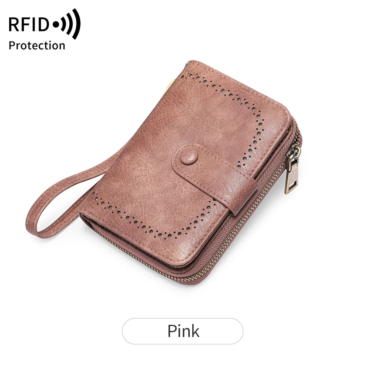 KIMLUD, MIYIN Retro Large Capacity RFID Shielded Women's Short Wallet Multi Card Slot Organ Credit Card Bag Multi Functional Zero Wallet, QB351-Pink, KIMLUD APPAREL - Womens Clothes