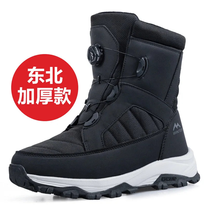 Men's Snow Boots with Thick Fleece Women Ankle Boots Waterproof and Anti Slip Winter Fashion Travel Big Cotton Shoes Size 36-46