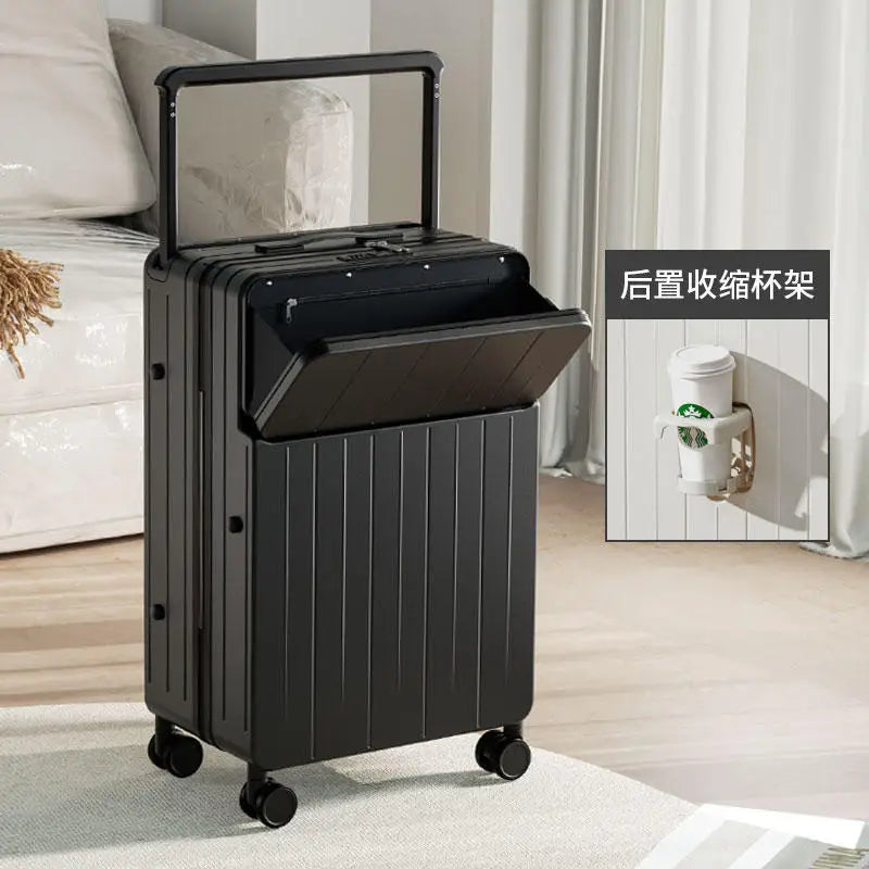 Wide pull rod suitcase 20"22"24"26 Inch multifunctional pull rod box front opening password travel luggage boarding Travel box