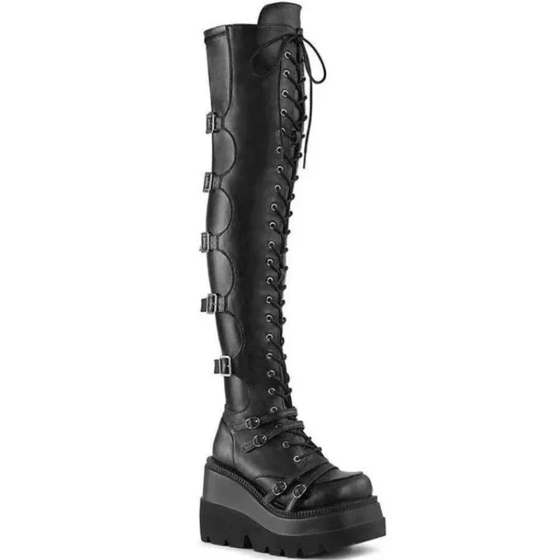 Wedges Long Boots for Women Autumn Winter Over-the-knee Boots Cosplay High Platform Women Boots New High Heel Gothic Botas Altas