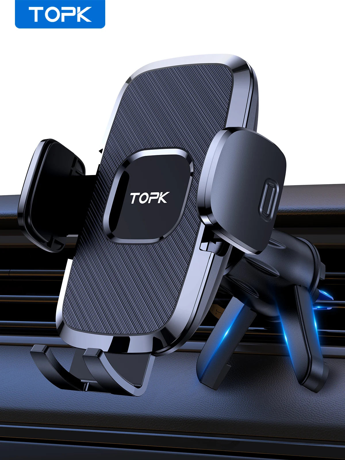 TOPK D35-S Car Phone Holder, Universal Phone Mount for Car with Hook Clip Air Vent Car Mount 360° Rotation for Mobile Phones