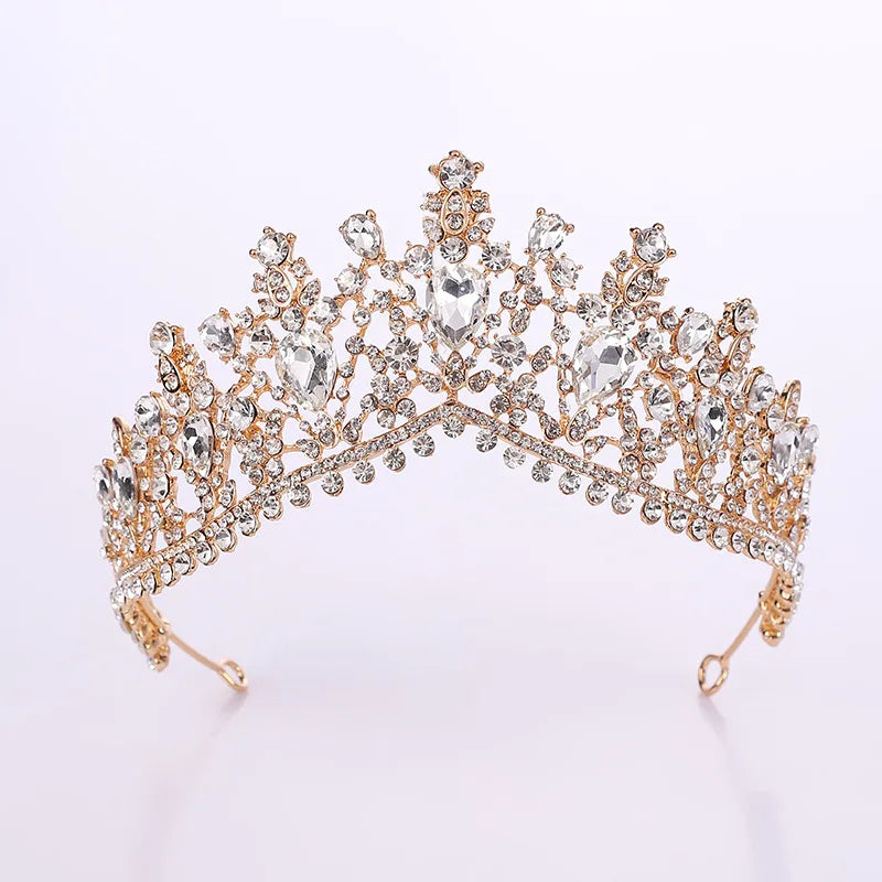 DIEZI Vintage Baroque Dark Blue Crystal Crown Bridal Hair Accessories Elegant Queen Tiaras Diadem Girls Wedding Dress Headbands