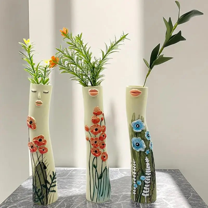 KIMLUD, Family Flower Vases Family Bud Vases Boho Flower Plant Holder Cute Girls Face Vase Family Vase Ornament Romantic Decorative, KIMLUD Womens Clothes