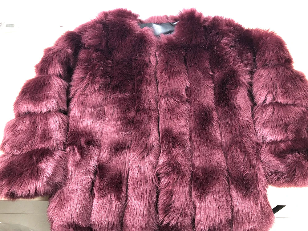 Winter New Women Faux Fox Fur Coat Large Size 4XL Fashion Luxury Outwear Thicken Warm Fake Casual Furry Fur Jacket Parkas