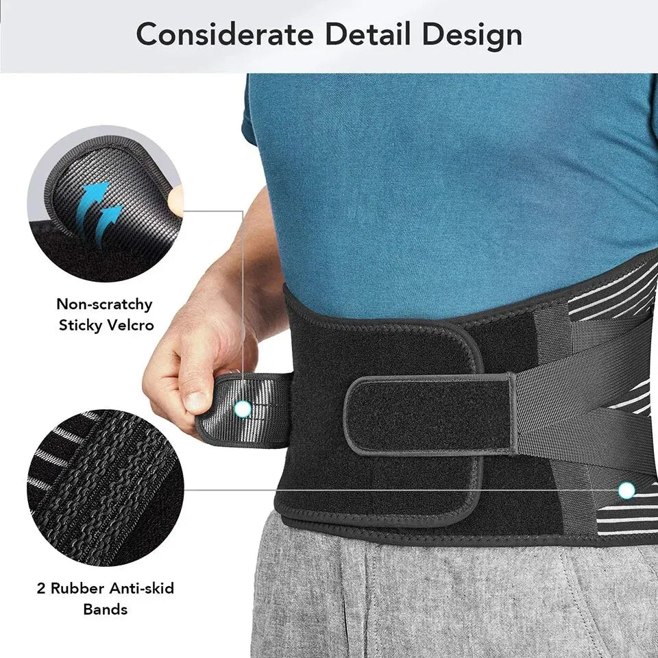 AOLIKES Lower Back Brace with 6 Stays Anti-skid Orthopedic Lumbar Support Breathable Waist Support Belt for Gym Pain Relief - KIMLUD