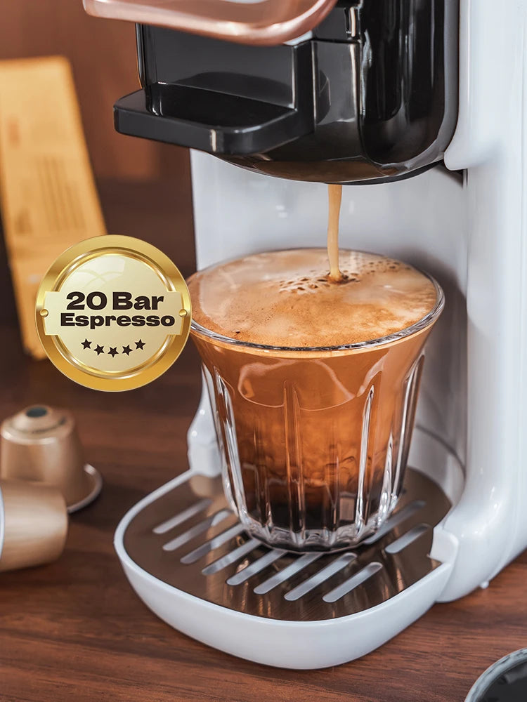 HiBREW Multiple Capsule Coffee Machine, Hot/Cold Dolce Gusto Milk Nespresso Capsule ESE Pod Ground Coffee Cafeteria 19Bar 5 in 1