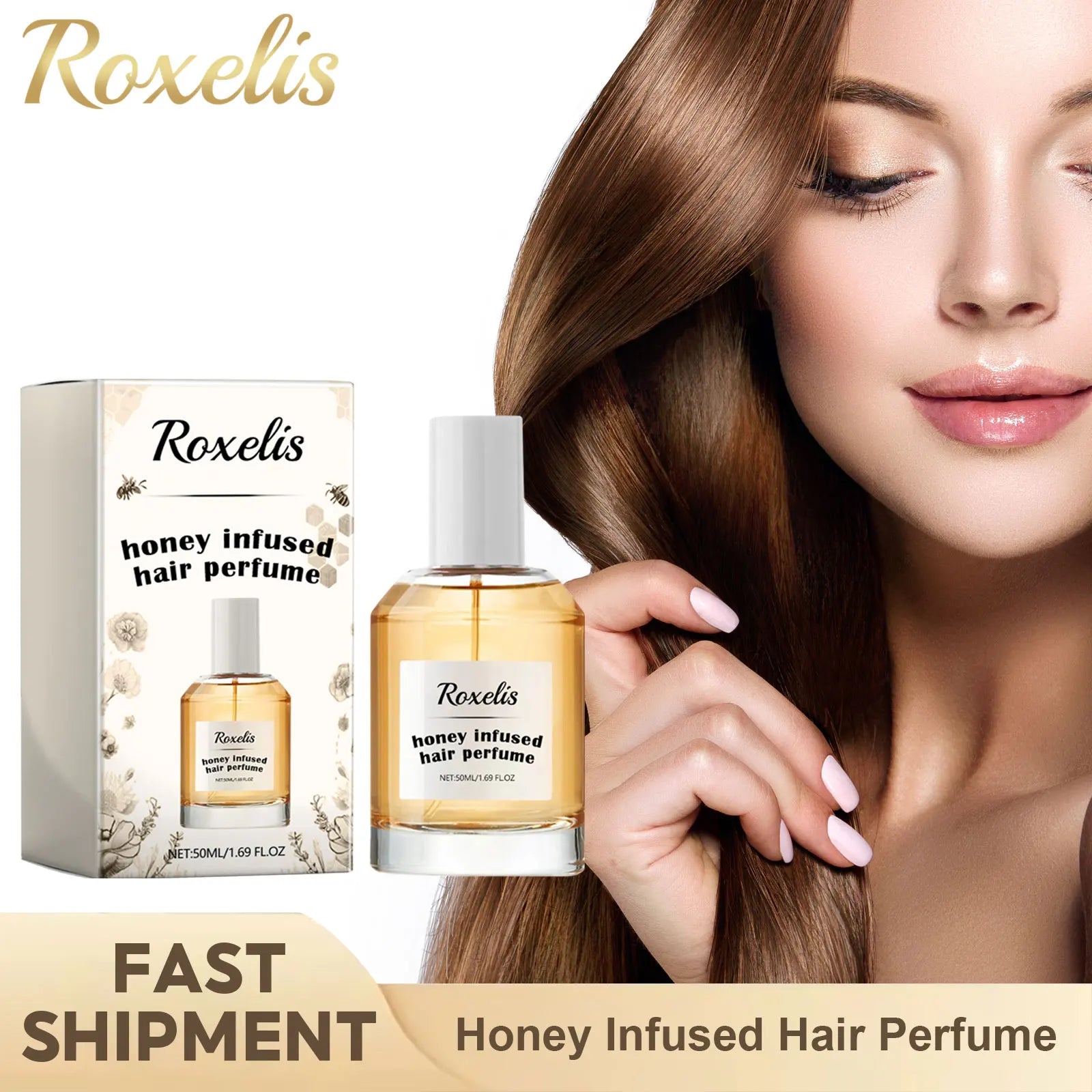 Honey Infused Hair Perfume Improve Dry Fluffy Hair Anti-Frizz Smooth Sweet Note Long Lasting Fragrance Moisturize Hair Care Oil - KIMLUD