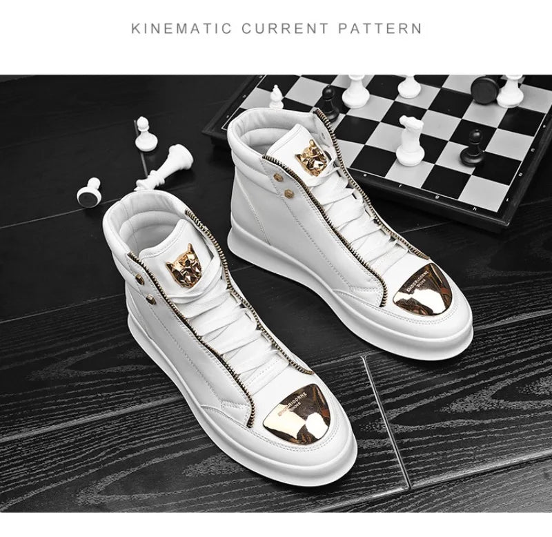 Luxury Mens Sneaker Fashion High Top Casual Boot Hip Hop Streetwear Skateboard Shoes for Men Leather Ankle Boots Tenis Masculino