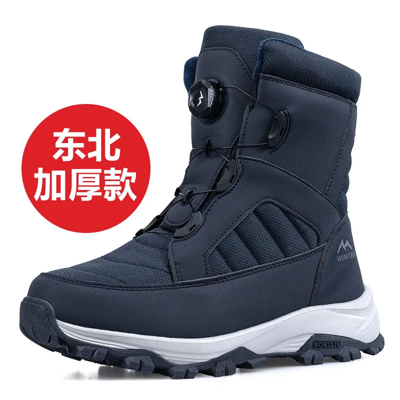 Men's Snow Boots with Thick Fleece Women Ankle Boots Waterproof and Anti Slip Winter Fashion Travel Big Cotton Shoes Size 36-46