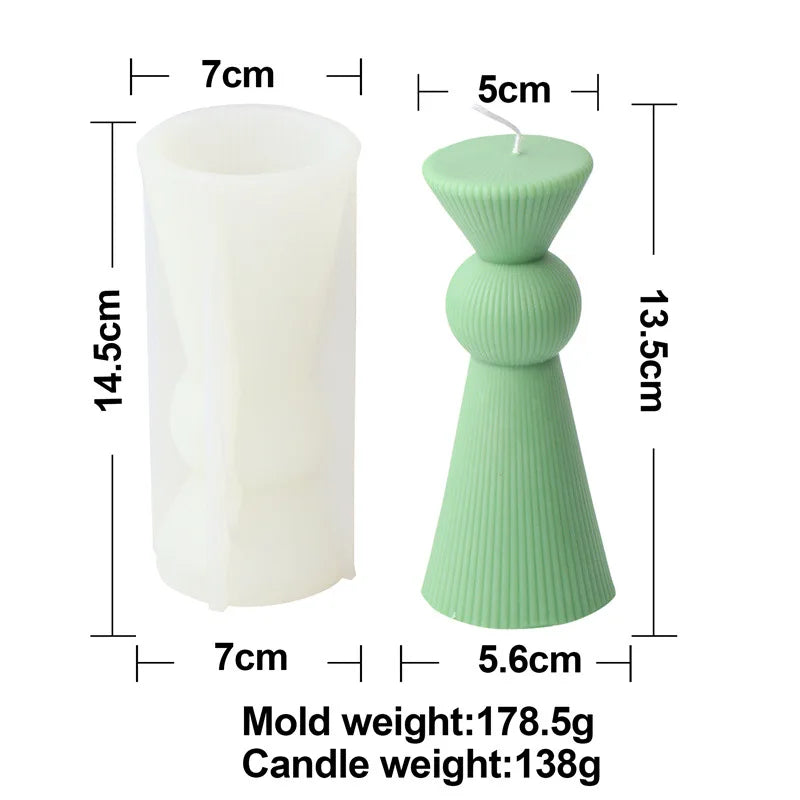 Upgraded Knot Cylindrical Candle Silicone Mold Bow Knot Stripe Cylindrical Candle Mold Vase Shape Candle Acrylic Plastic mold - KIMLUD