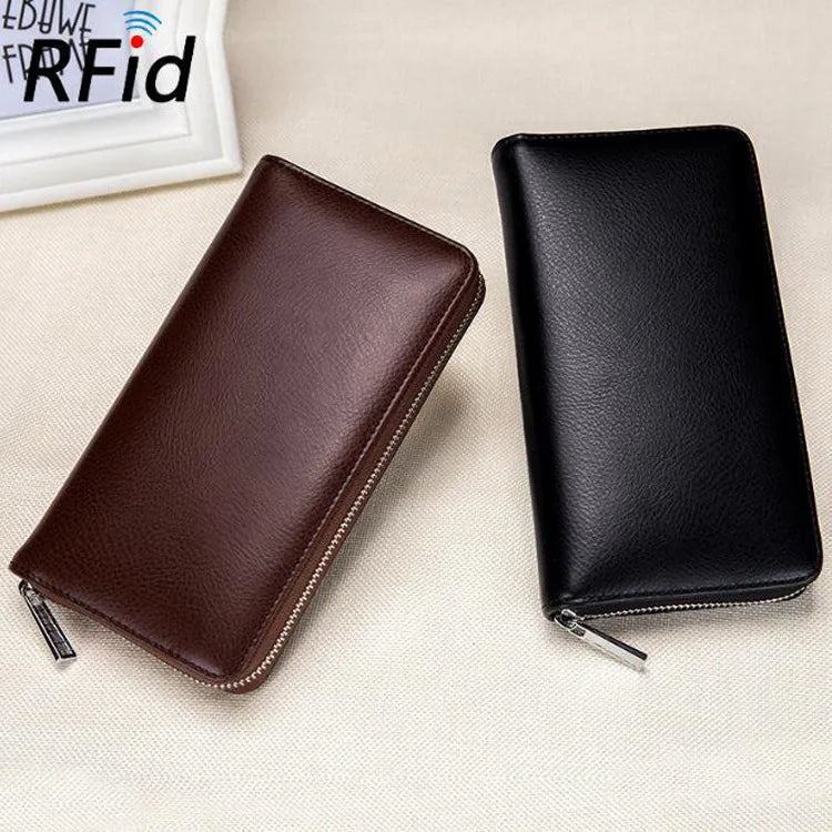 Men wallet genuine leather passport RFID long large capacity organ mobile phone  multi function card holder unisex wallets