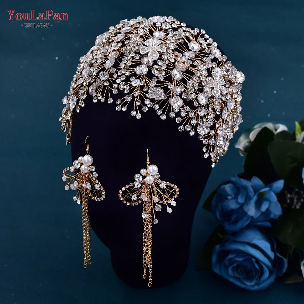 YouLaPan Bride Forehead Headband Sparkling Rhinestone Headpieces For Wedding Women Prom Party Head Jewelry Accessories HP599