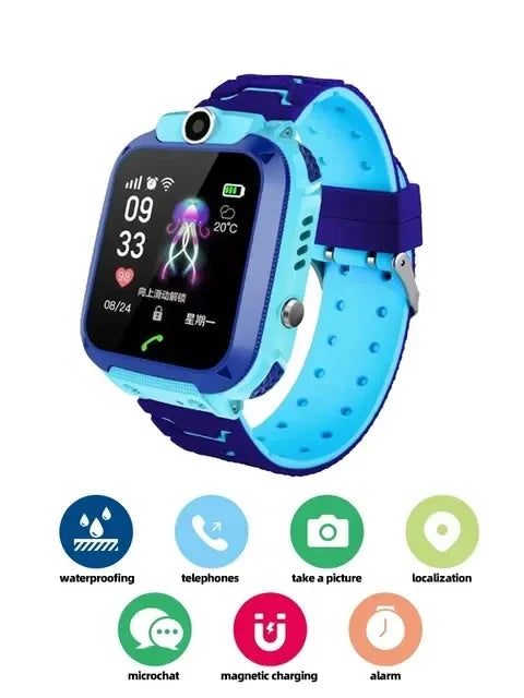 KIMLUD, 4G SIM Card Anti-lost Kids Smartwatch Boys and Girls Smart Watch Waterproof Positioning GPS Tracker Clock Phone Call for Kids, Blue, KIMLUD APPAREL - Womens Clothes