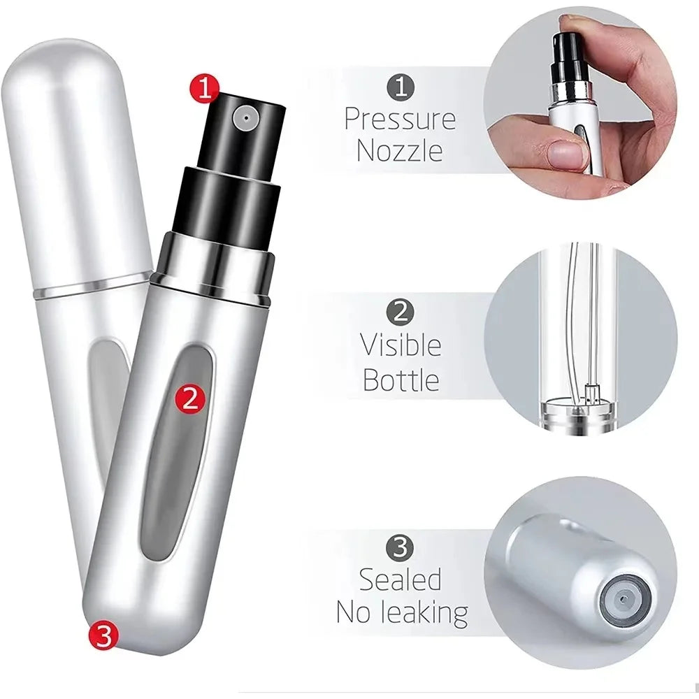 5/10ml Perfume Bottle Portable Refillable Perfume Bottle with Spray Cosmetic Containers Atomizer Mini Aluminum Spray Travel - KIMLUD