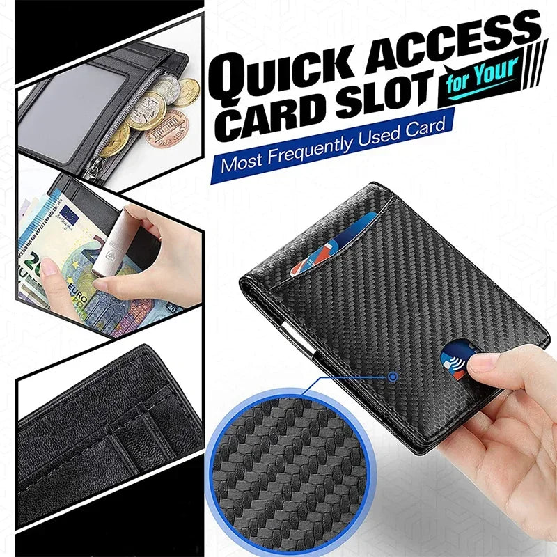 Rfid Carbon Fiber Card Holder Coin Purse Men Wallets Money Bags Slim Thin Coin Pouch Clutch Money Purse Male Black Wallet Choice