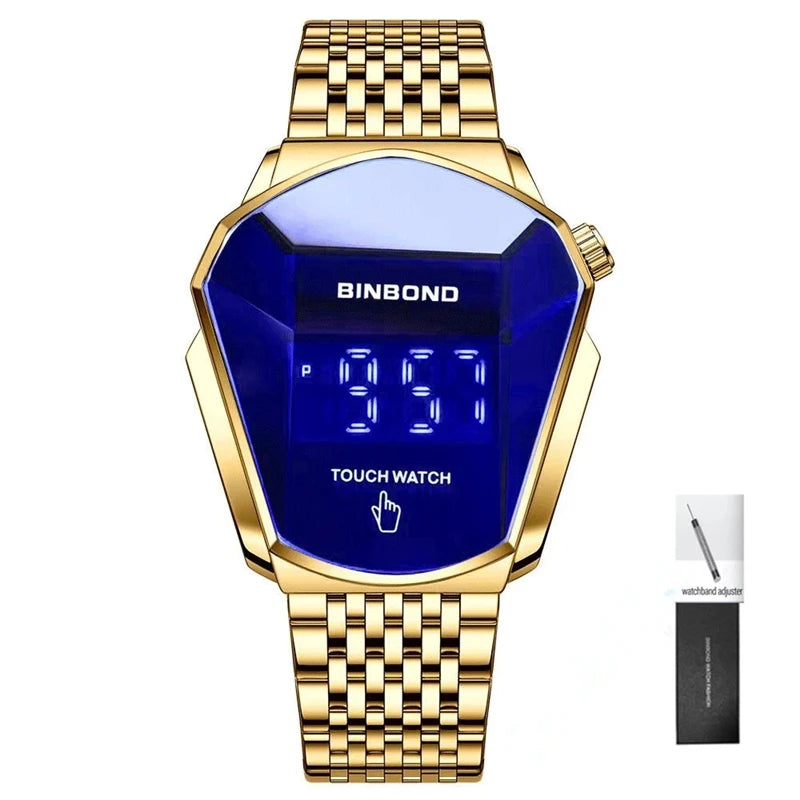 BINBOND Fashion Luxury Unique Military Motorcycle Stainless Steel Business Sports Men's Golden Watch Style Concept With box - KIMLUD