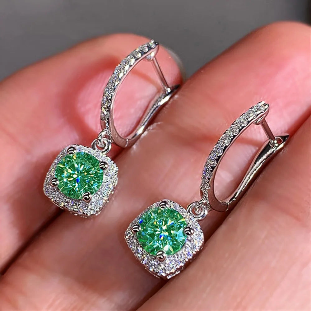 KIMLUD, Lihong Full Paved Crystal CZ Hoop Earrings for Women Dazzling Accessories Wedding Party Delicate Birthday Gift Statement Jewelry, E2912 green, KIMLUD APPAREL - Womens Clothes