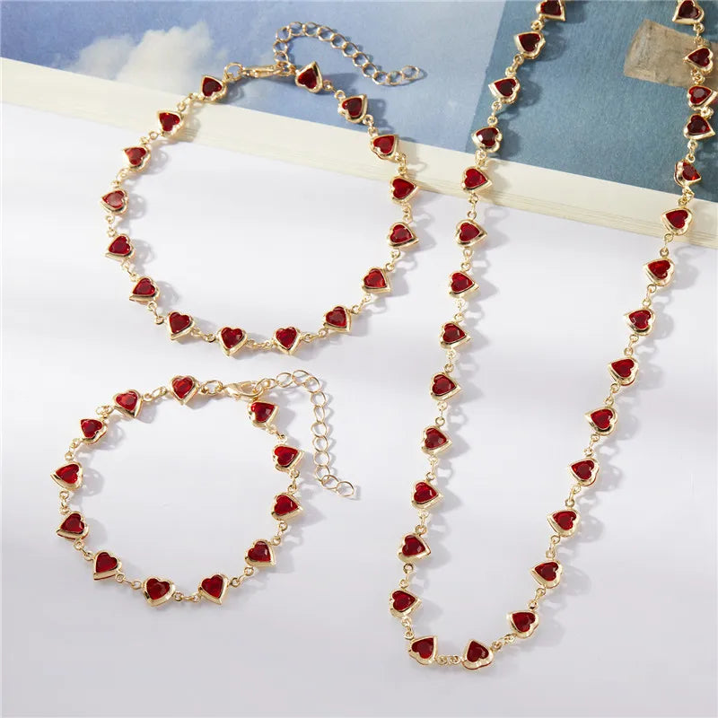 Exquisite Boho Candy Color Heart Shaped Crystal Bracelet for Women Fashion Charm Zircon Butterfly Pearl Metal Chain Bracelets