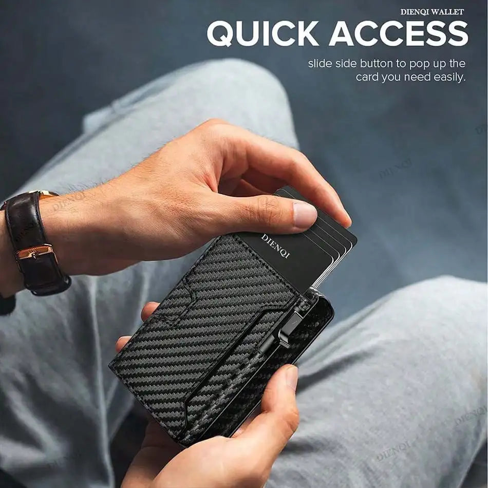 RFID Smart Men Wallets Anti-Theft Magnet Credit Card Holder Front Pocket Carbon Fiber Minimalist Wallet Bank Cardholder Case