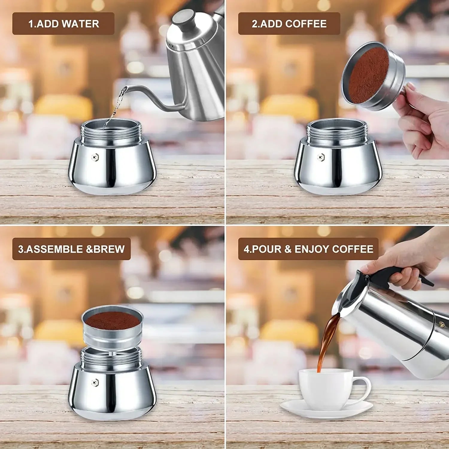 600ml Mocha Espresso Latte Stovetop Filter Stainless Steel Coffee Pot for Barista Moka Coffee Maker Coffee Maker Pot Coffee Pot