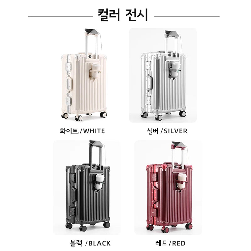 SUSHIMU Suitcase Travel Suitcase Men 20 24 26 Carry-On Luggage Women PC Aluminum Frame Trolley Case TSA password lock