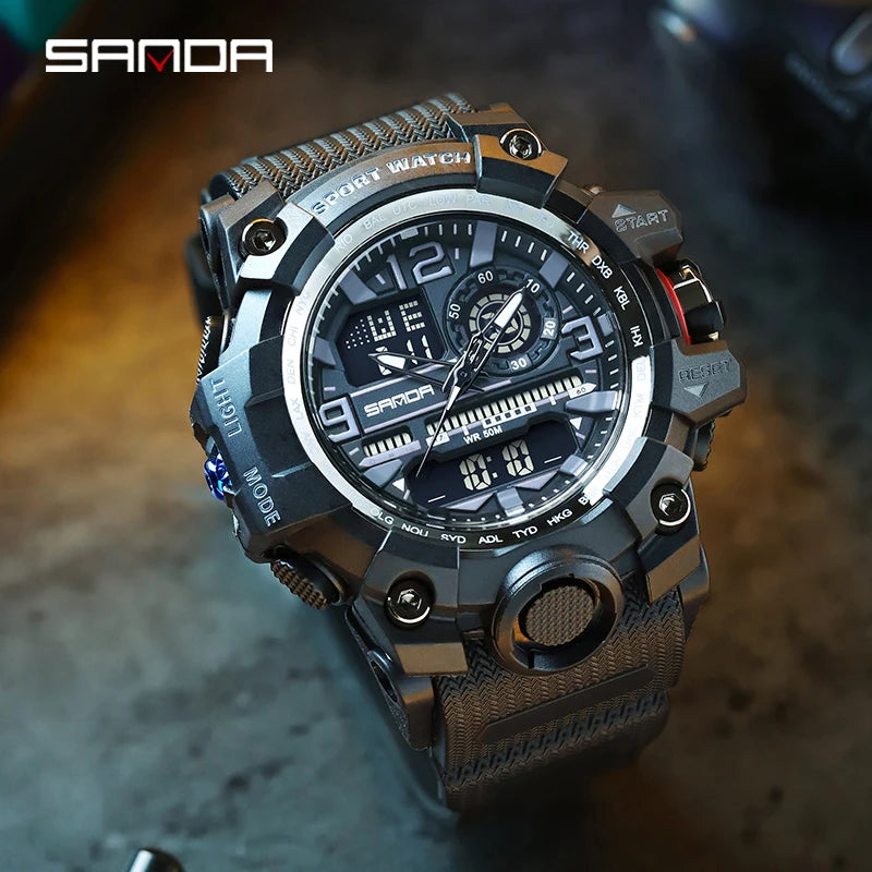 SANDA G style New Men Watch 50M Waterproof Sports Military Quartz Watch For Male Electron Digital Wristwatch Reloj De Hombre