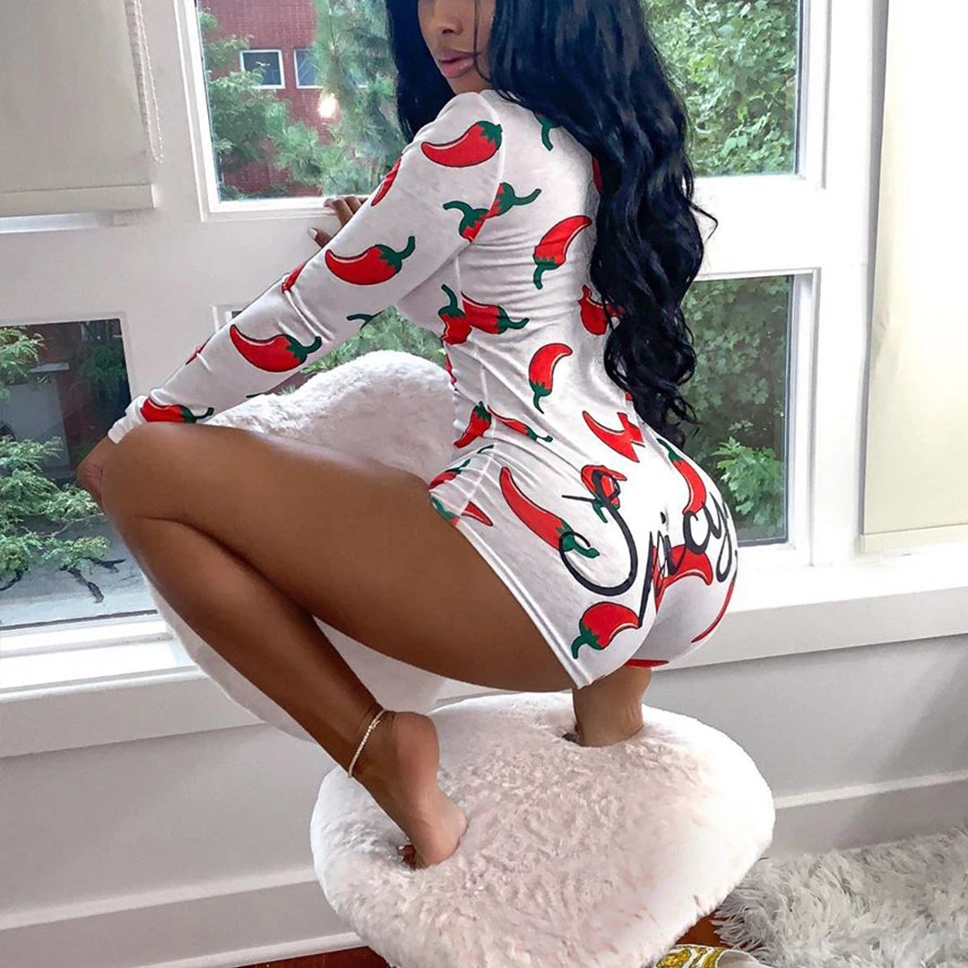 OMSJ Spring Fall Body Rompers 2023 New Women's Long Sleeve Jumpsuits Night Clubwear V-neck Letter Print Skinny Bandage Playsuits