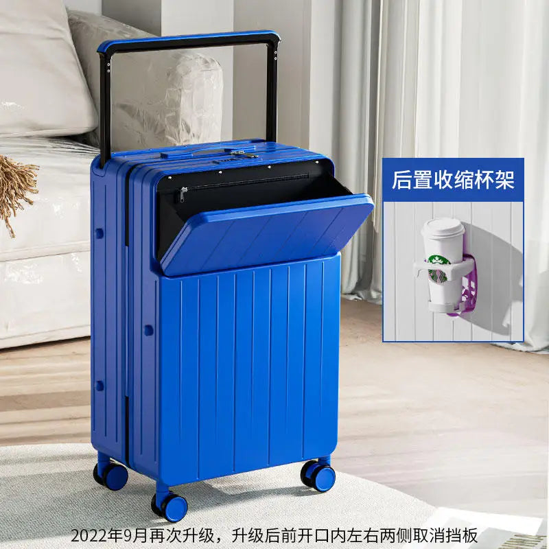 Wide pull rod suitcase 20"22"24"26 Inch multifunctional pull rod box front opening password travel luggage boarding Travel box