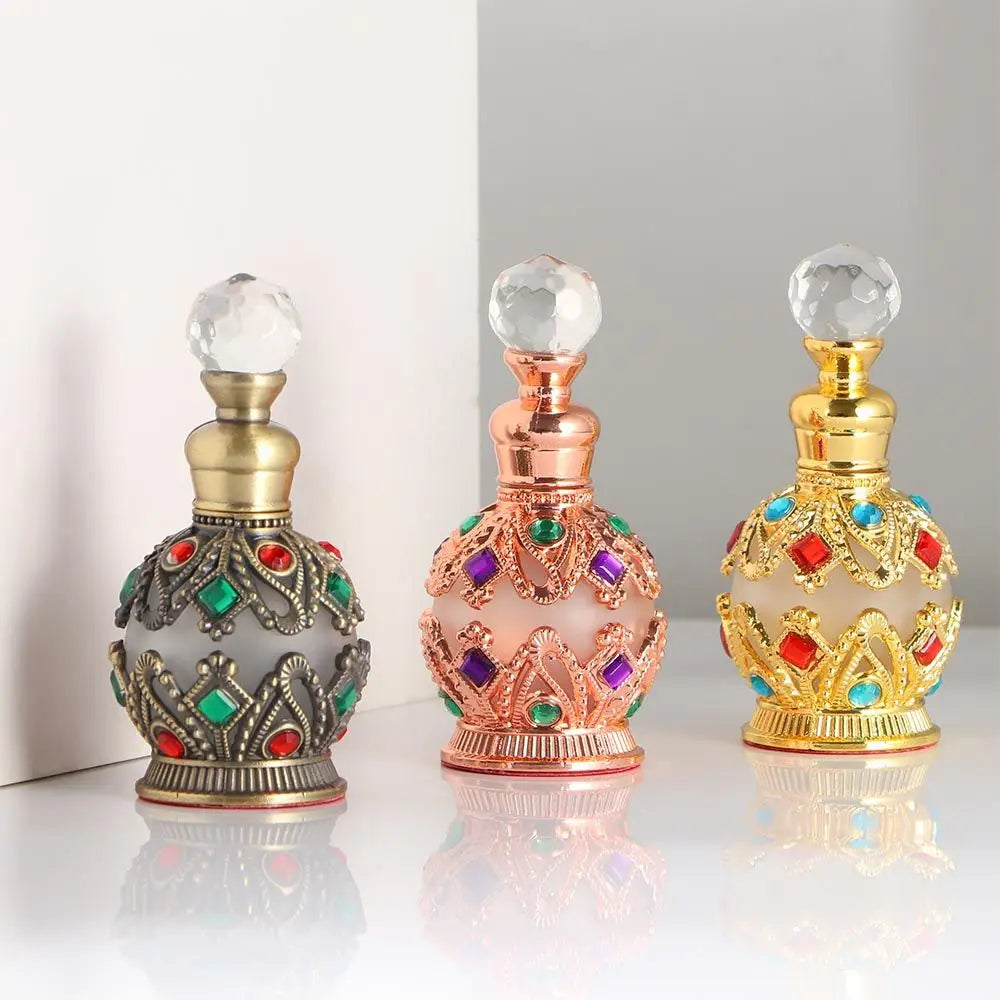 1PC 15ml Vintage Metal Perfume Bottle Arab Style Essential Oils Dropper Bottle Container Middle East Weeding Decoration Gift