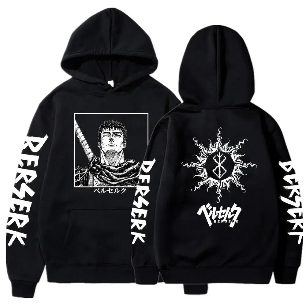 Berserk Guts Hoodies Men Women Graphic Print Long Sleeve Streetwear Japanese Style Manga Sweatshirts Fleece Loose Soft Clothing - KIMLUD